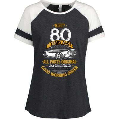 Built 80 Years Ago - Funny 80th Birthday Gift Enza Ladies Jersey Colorblock Tee