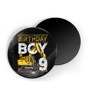 Birthday 9 Construction 9th Birthday Excavator Birthday Magnet