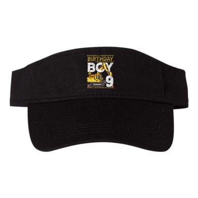 Birthday 9 Construction 9th Birthday Excavator Birthday Valucap Bio-Washed Visor