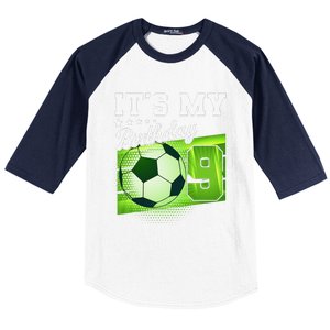 Birthday 9 Soccer Its My 9th Birthday Soccer Baseball Sleeve Shirt