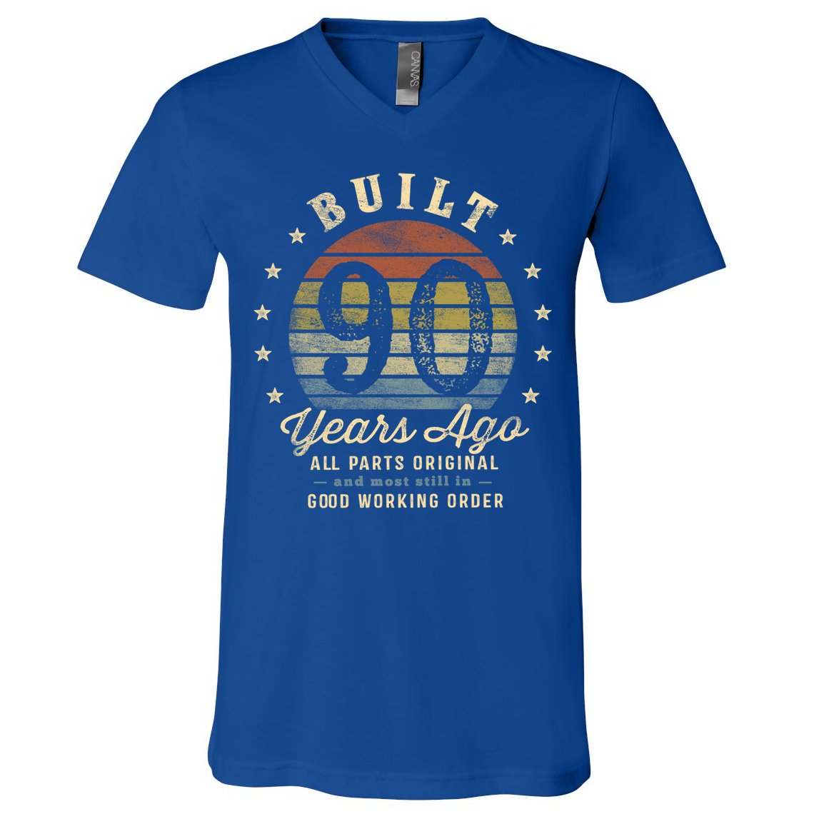 Built 90 Years Ago Funny Gift All Parts Original Funny Gift 90th Birthday Gift V-Neck T-Shirt