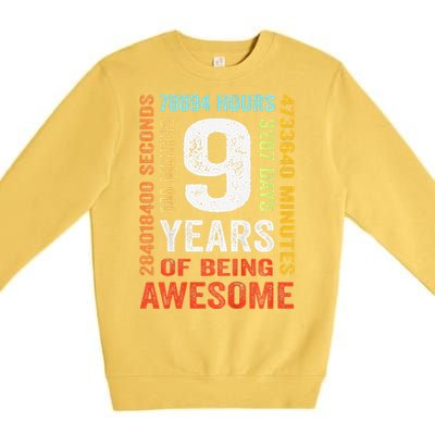 Birthday 9 Years Old Vintage Retro 108 Months Premium Crewneck Sweatshirt