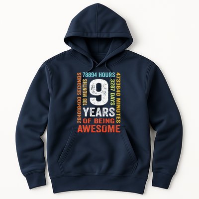 Birthday 9 Years Old Vintage Retro 108 Months Hoodie