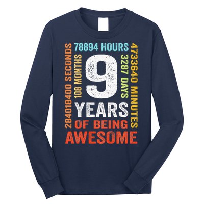 Birthday 9 Years Old Vintage Retro 108 Months Long Sleeve Shirt