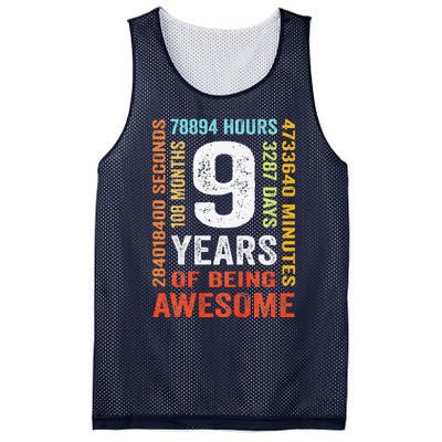 Birthday 9 Years Old Vintage Retro 108 Months Mesh Reversible Basketball Jersey Tank