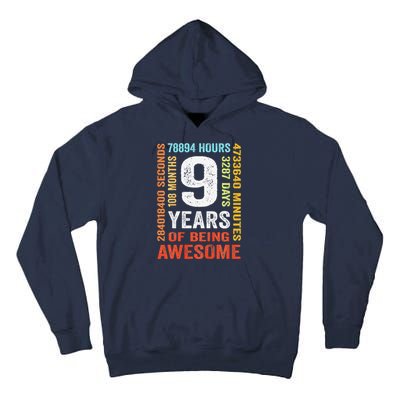 Birthday 9 Years Old Vintage Retro 108 Months Tall Hoodie