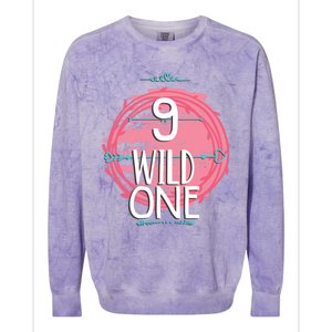 Birthday 9 Years Old Wild One Family Matching Gift Colorblast Crewneck Sweatshirt