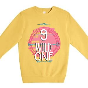 Birthday 9 Years Old Wild One Family Matching Gift Premium Crewneck Sweatshirt