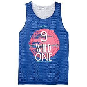 Birthday 9 Years Old Wild One Family Matching Gift Mesh Reversible Basketball Jersey Tank