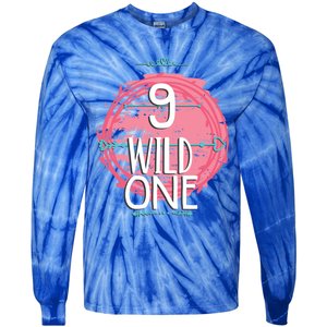 Birthday 9 Years Old Wild One Family Matching Gift Tie-Dye Long Sleeve Shirt