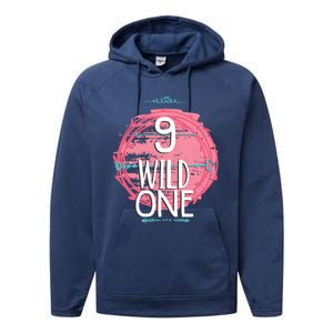 Birthday 9 Years Old Wild One Family Matching Gift Performance Fleece Hoodie