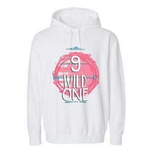 Birthday 9 Years Old Wild One Family Matching Gift Garment-Dyed Fleece Hoodie