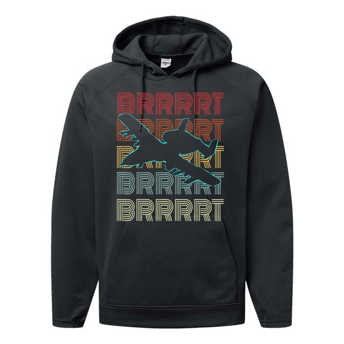 Brrrrt A 10 Warthog Vintage Retro Style Performance Fleece Hoodie