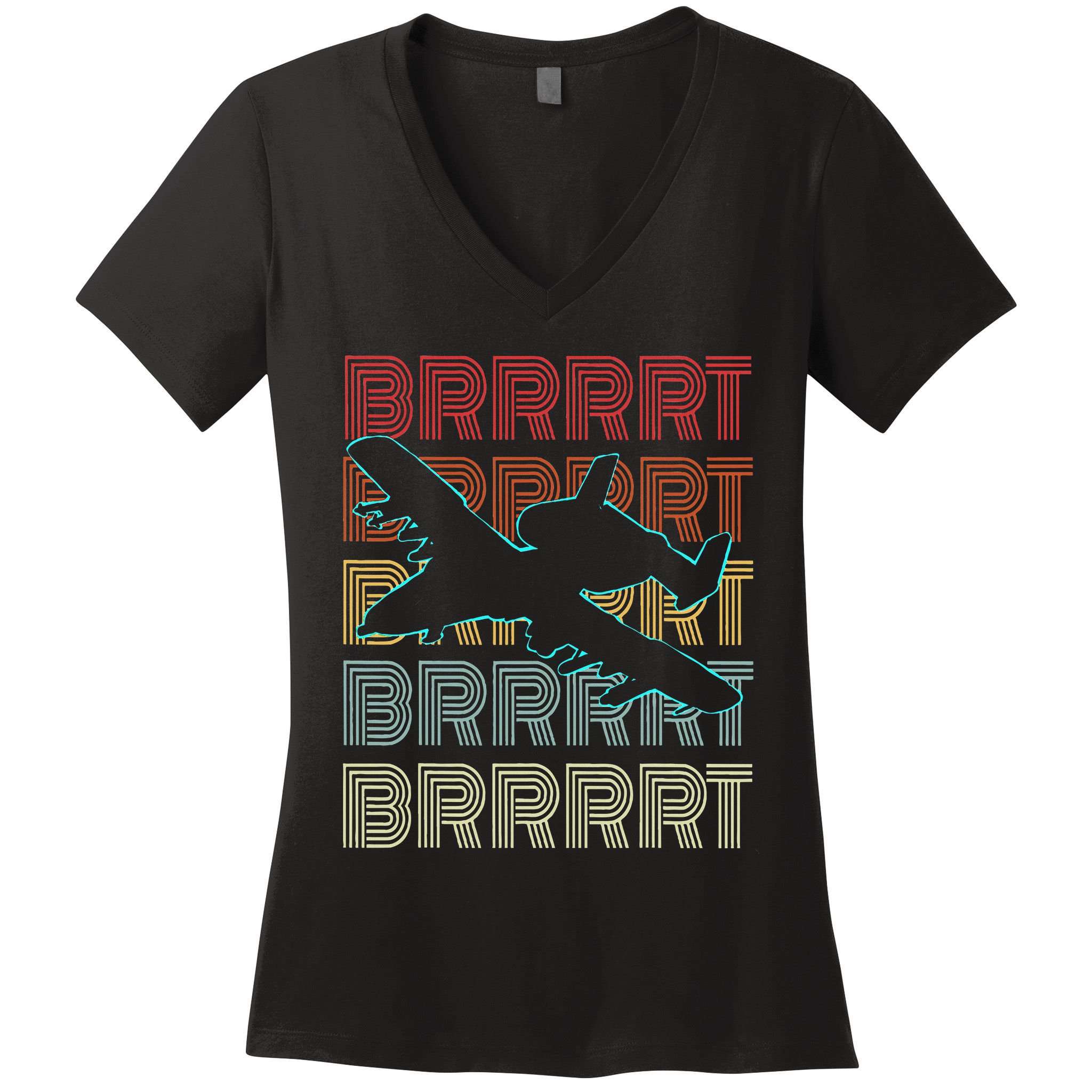 Brrrrt A 10 Warthog Vintage Retro Style Women's V-Neck T-Shirt