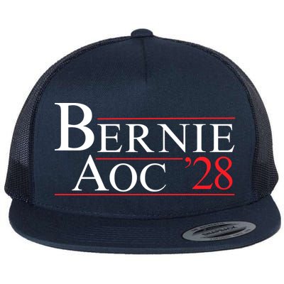 Bernie AOC 2028 Bernie Sanders Alexandria Cortez For President Democrat Party Flat Bill Trucker Hat