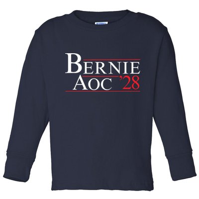 Bernie AOC 2028 Bernie Sanders Alexandria Cortez For President Democrat Party Toddler Long Sleeve Shirt