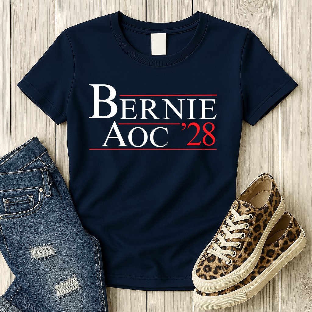 Bernie AOC 2028 Bernie Sanders Alexandria Cortez For President Democrat Party Womens T-Shirt