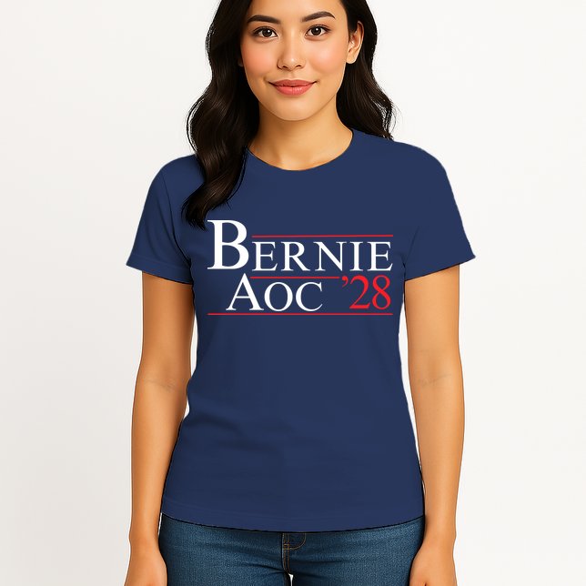 Bernie AOC 2028 Bernie Sanders Alexandria Cortez For President Democrat Party Womens T-Shirt