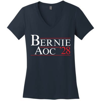 Bernie AOC 2028 Bernie Sanders Alexandria Cortez For President Democrat Party Women's V-Neck T-Shirt