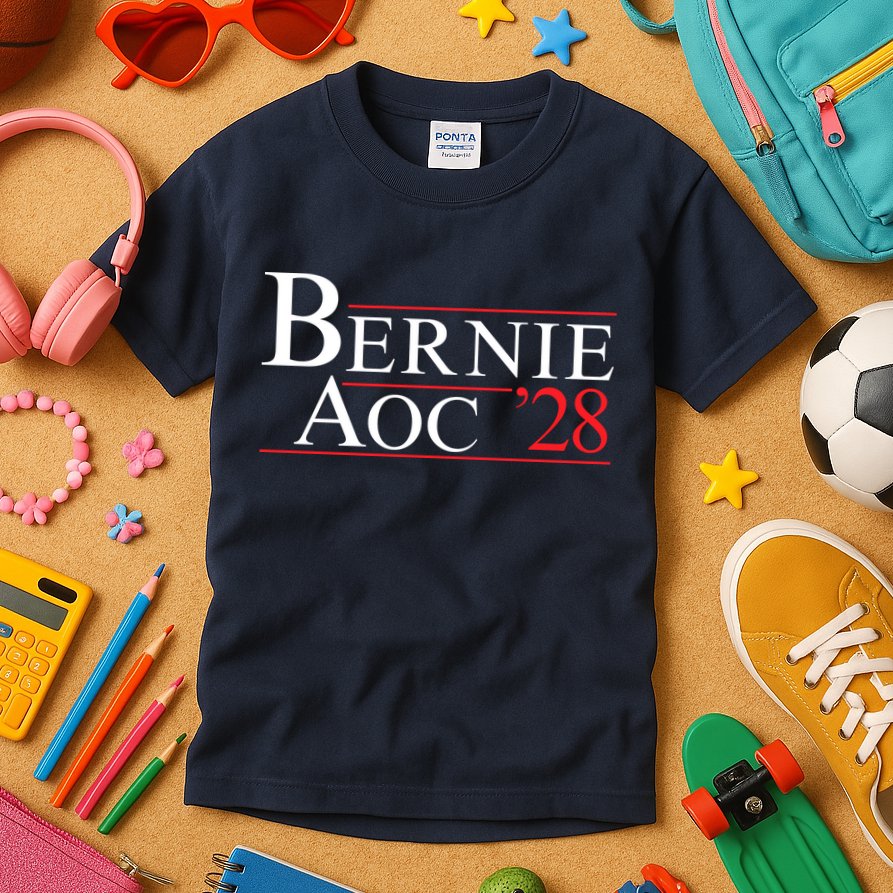 Bernie AOC 2028 Bernie Sanders Alexandria Cortez For President Democrat Party Kids T-Shirt