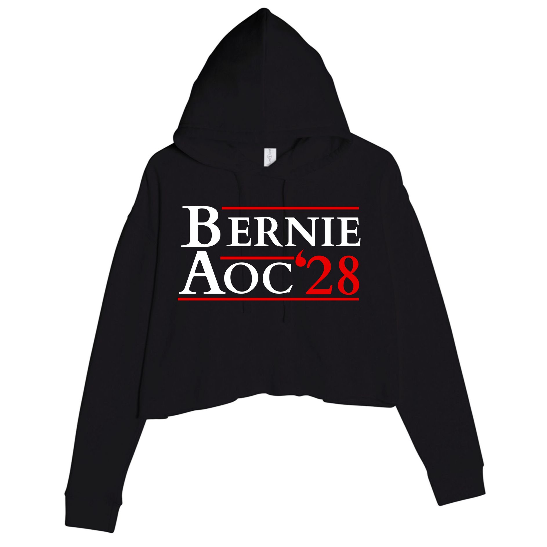 Bernie AOC 2028 Bernie Sanders Alexandria Cortez President  Crop Fleece Hoodie