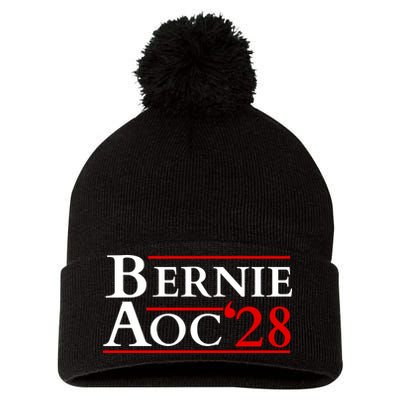 Bernie AOC 2028 Bernie Sanders Alexandria Cortez President  Pom Pom 12in Knit Beanie