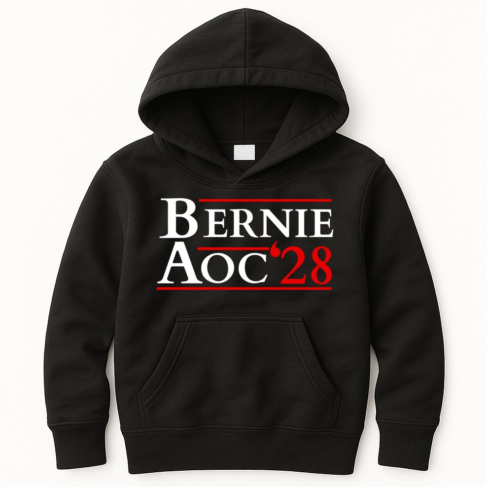 Bernie AOC 2028 Bernie Sanders Alexandria Cortez President  Kids Hoodie