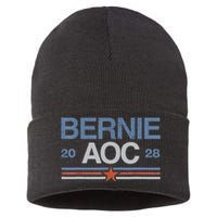 Bernie AOC 2028 For Progressives & Liberals Sustainable Knit Beanie