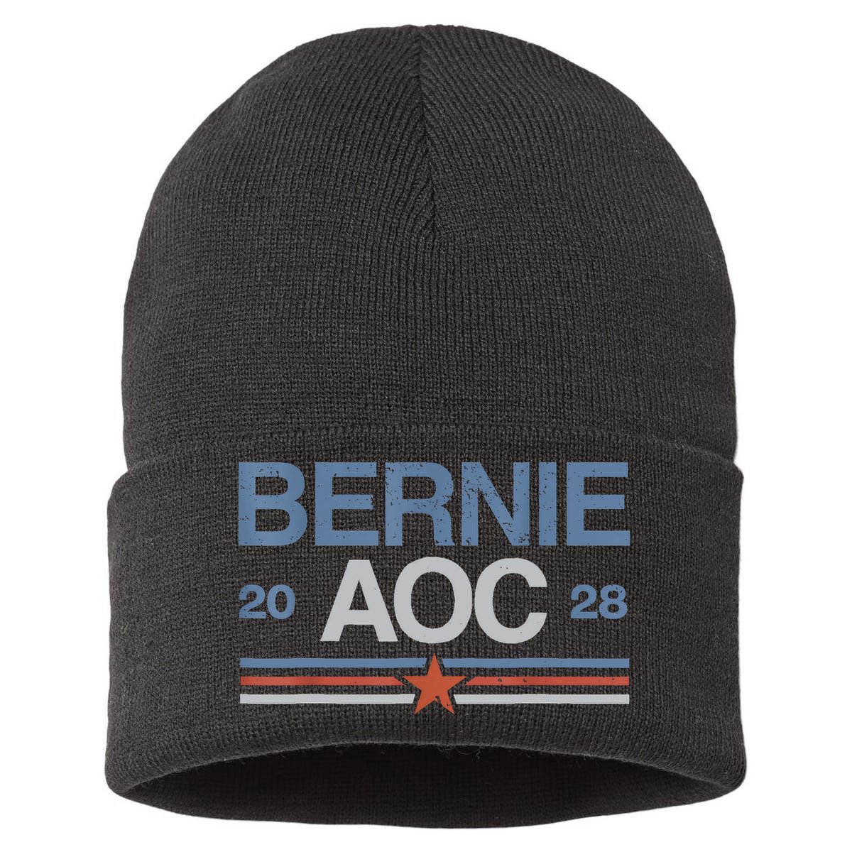 Bernie AOC 2028 For Progressives & Liberals Sustainable Knit Beanie