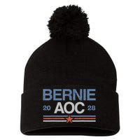 Bernie AOC 2028 For Progressives & Liberals Pom Pom 12in Knit Beanie