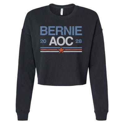 Bernie AOC 2028 For Progressives & Liberals Cropped Pullover Crew