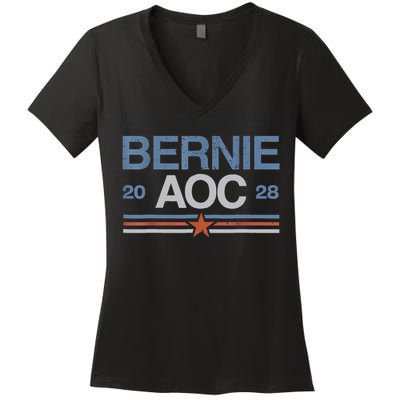 Bernie AOC 2028 For Progressives & Liberals Women's V-Neck T-Shirt