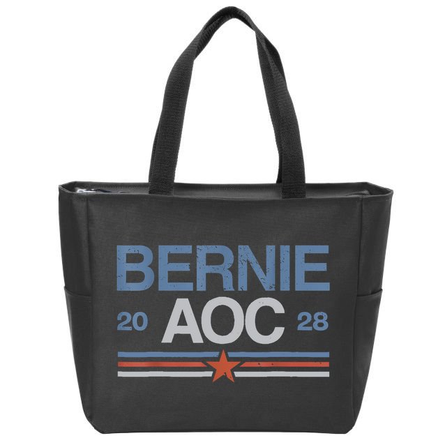 Bernie AOC 2028 For Progressives & Liberals Zip Tote Bag