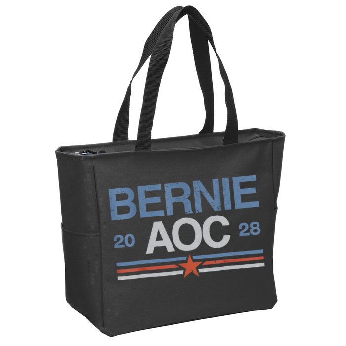 Bernie AOC 2028 For Progressives & Liberals Zip Tote Bag