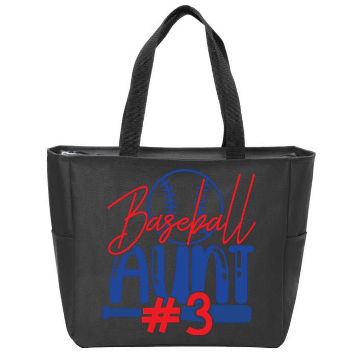 Baseball Aunt #3 For Family Matching Sport Team Zip Tote Bag