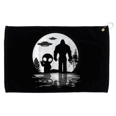 Bigfoot And Alien UFO Moon Sasquatch Bigfoot Lovers Grommeted Golf Towel