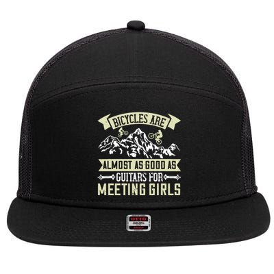 Bicycles Are Almost As Good As Guitars For Meeting Girl 7 Panel Mesh Trucker Snapback Hat