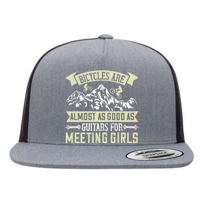 Bicycles Are Almost As Good As Guitars For Meeting Girl Flat Bill Trucker Hat