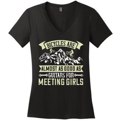 Bicycles Are Almost As Good As Guitars For Meeting Girl Women's V-Neck T-Shirt