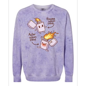 Before And After Indian Food Funny Colorblast Crewneck Sweatshirt