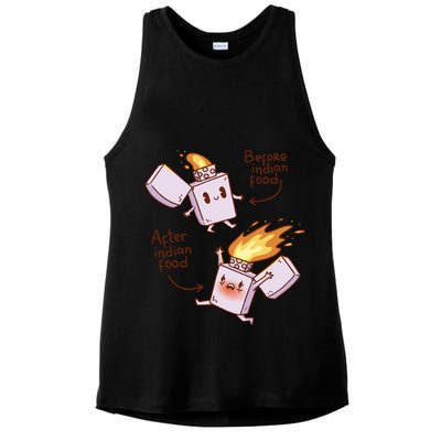 Before And After Indian Food Funny Ladies PosiCharge Tri-Blend Wicking Tank
