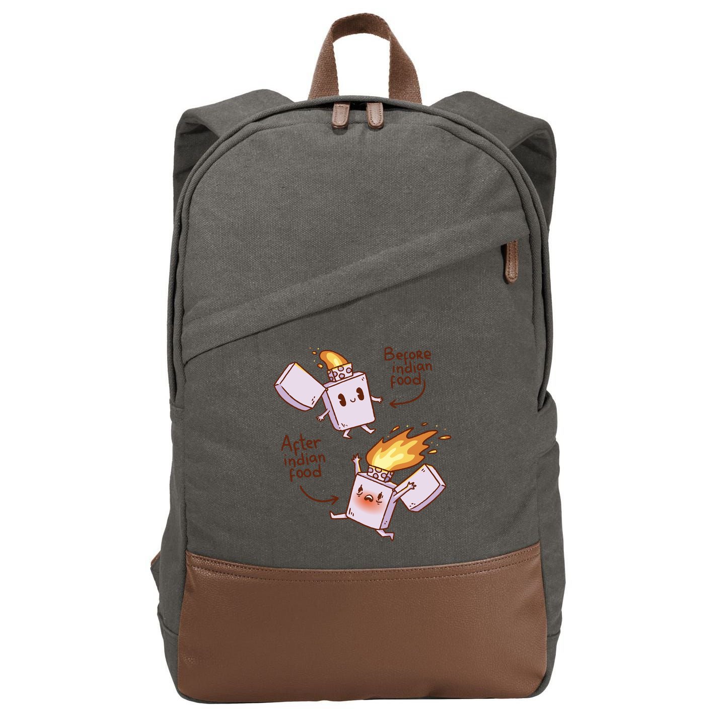 Before And After Indian Food Funny Cotton Canvas Backpack