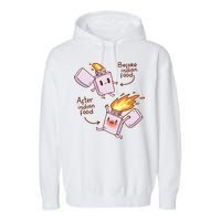 Before And After Indian Food Funny Garment-Dyed Fleece Hoodie