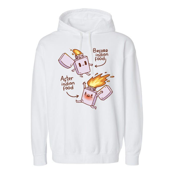 Before And After Indian Food Funny Garment-Dyed Fleece Hoodie
