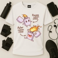 Before And After Indian Food Funny Cooling Performance Crew T-Shirt