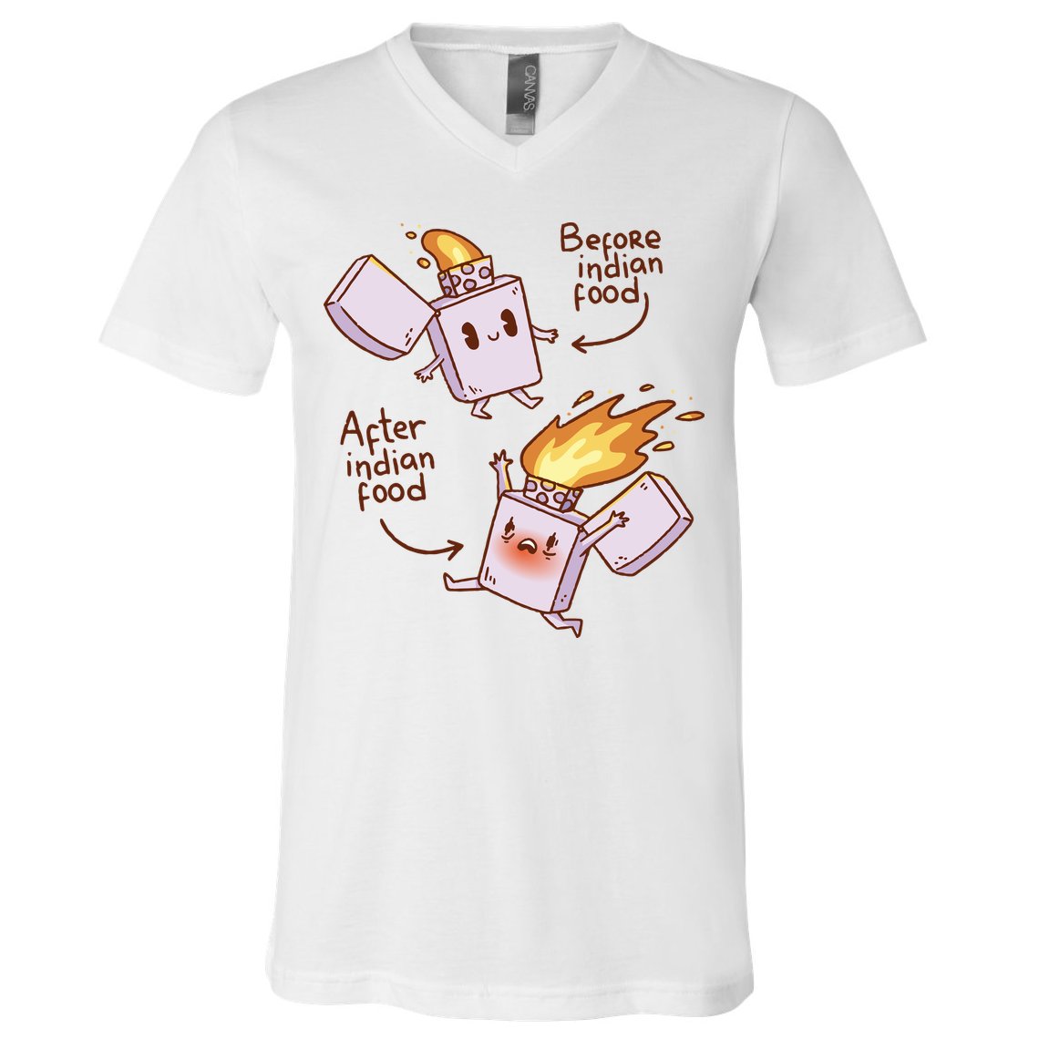 Before And After Indian Food Funny V-Neck T-Shirt
