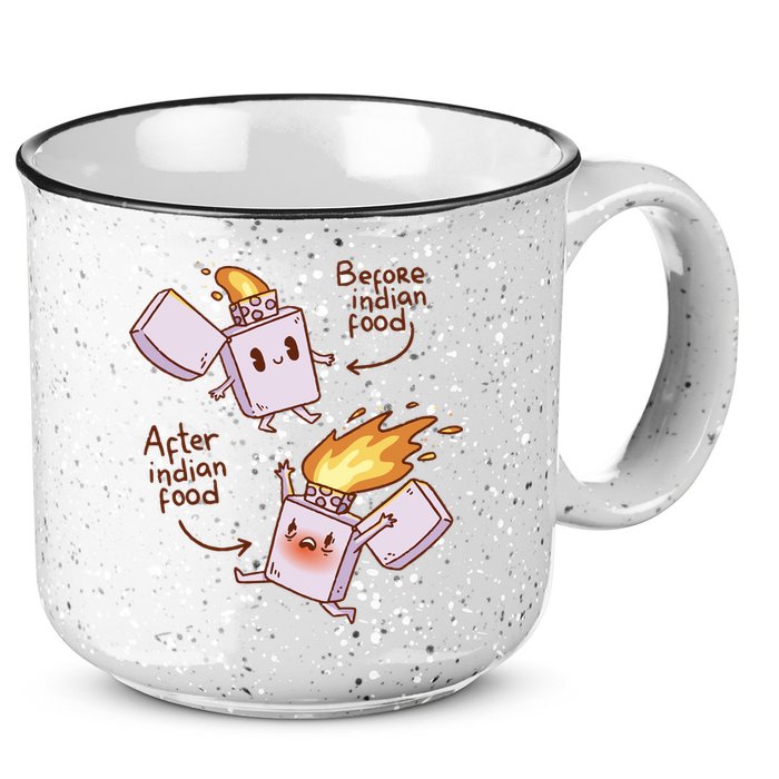 Before And After Indian Food Funny 15oz Campfire Ceramic Mug