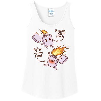 Before And After Indian Food Funny Ladies Essential Tank