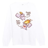 Before And After Indian Food Funny Premium Crewneck Sweatshirt