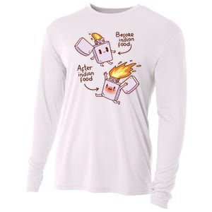 Before And After Indian Food Funny Cooling Performance Long Sleeve Crew